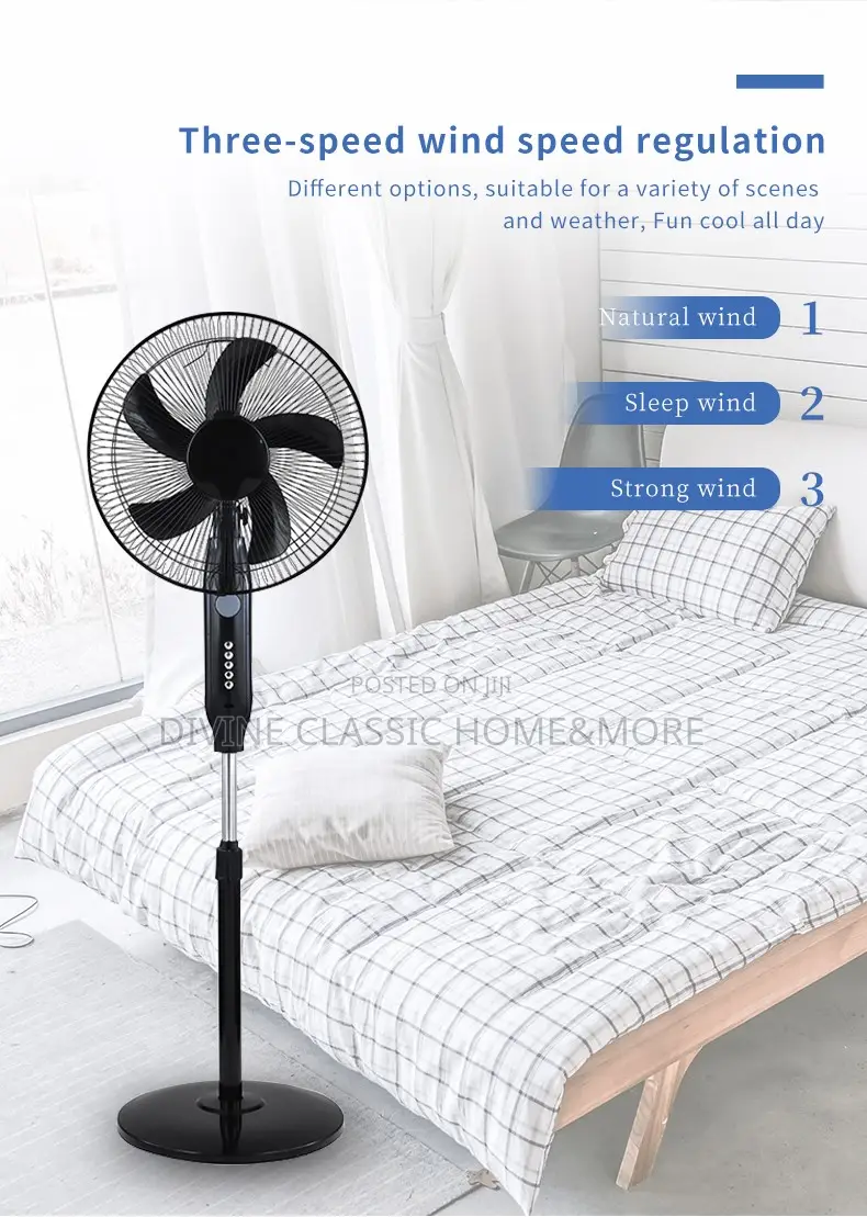 6v Solar Pedestal Fan 3 Speed 16-Inch Rechargeable Fan