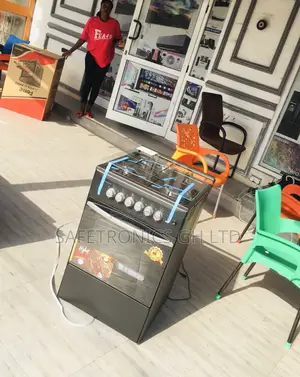 Black Volcano 4 Gas Cooker Oven With Grill 50x50 Glas Lid