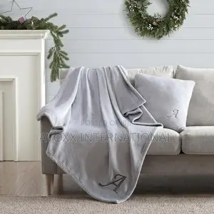 Exquisite Monogram Embroidered Throw Blanket 50" X 60" - T