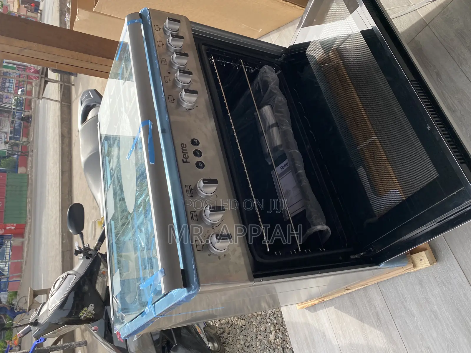 Quality Ferre 90x60 5 Gas Burner With Auto Rotesserie.
