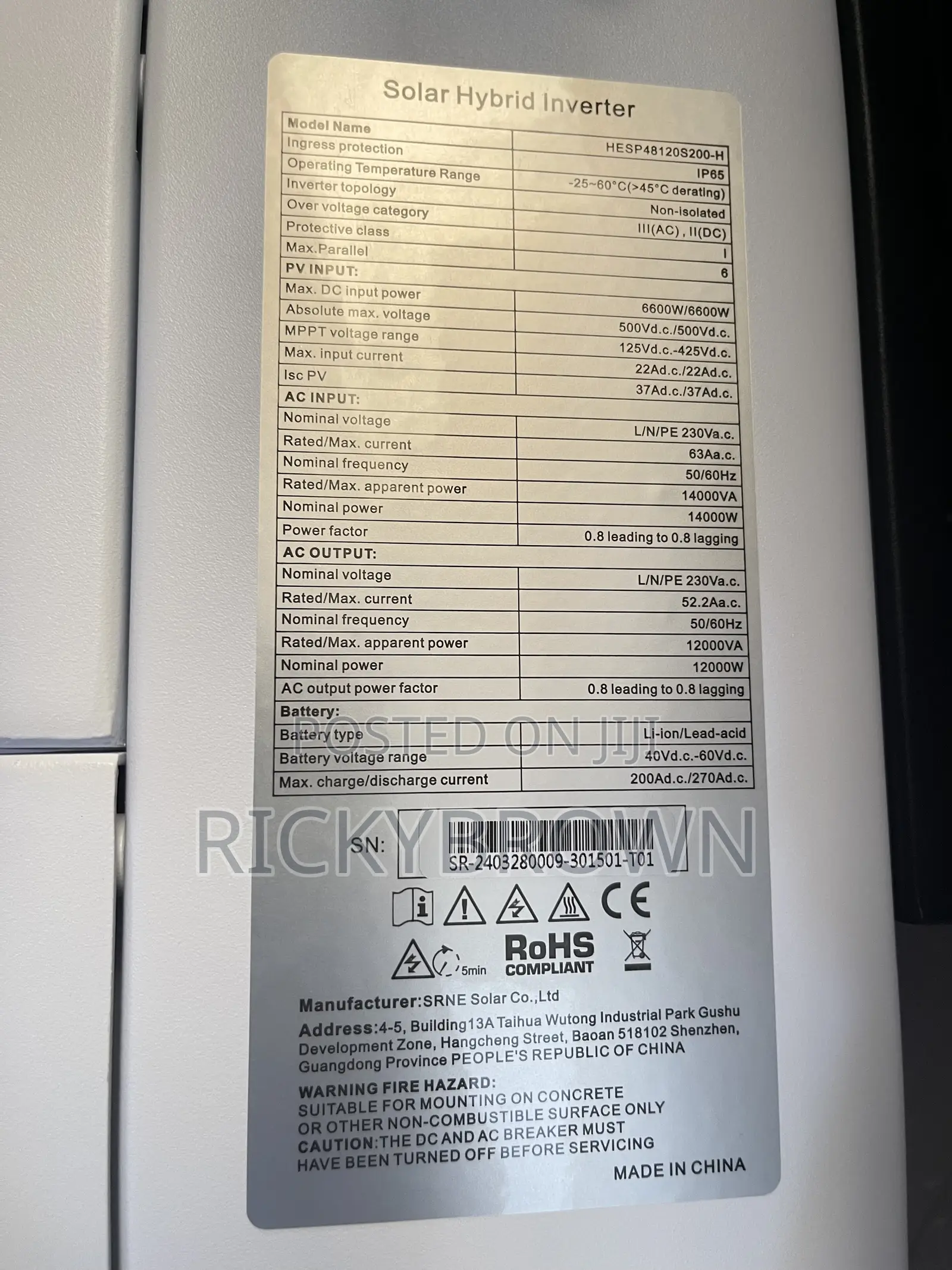 12,000watts (12kw) Solar Hybrid Inverters
