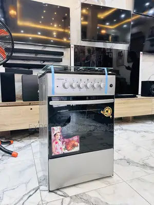 Free Standing 4burner Sliver Volcano 50/50 Oven Grill