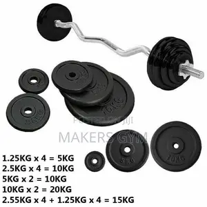Barbell With 15kg Weight Plate and Collars