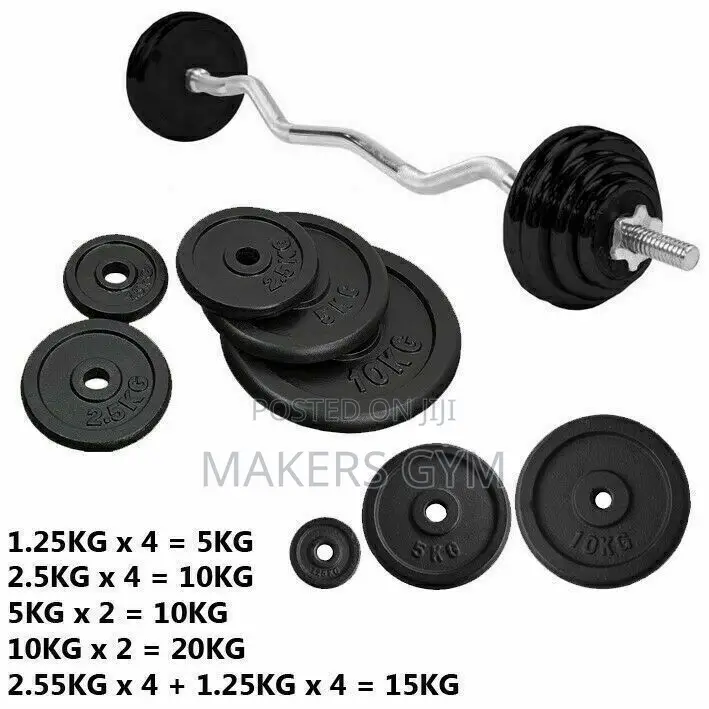 Barbell With 15kg Weight Plate and Collars