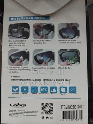 Rear-View Mirror Water Displacement Film