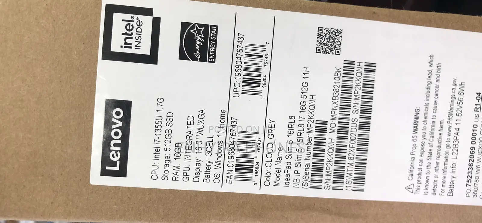 New Lenovo IdeaPad 5 Slim 13th Gen I7 16GB Intel Core I7 SSD 512GB