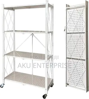 4-Tier Foldable Storage Shelves With Caster Wheels - White