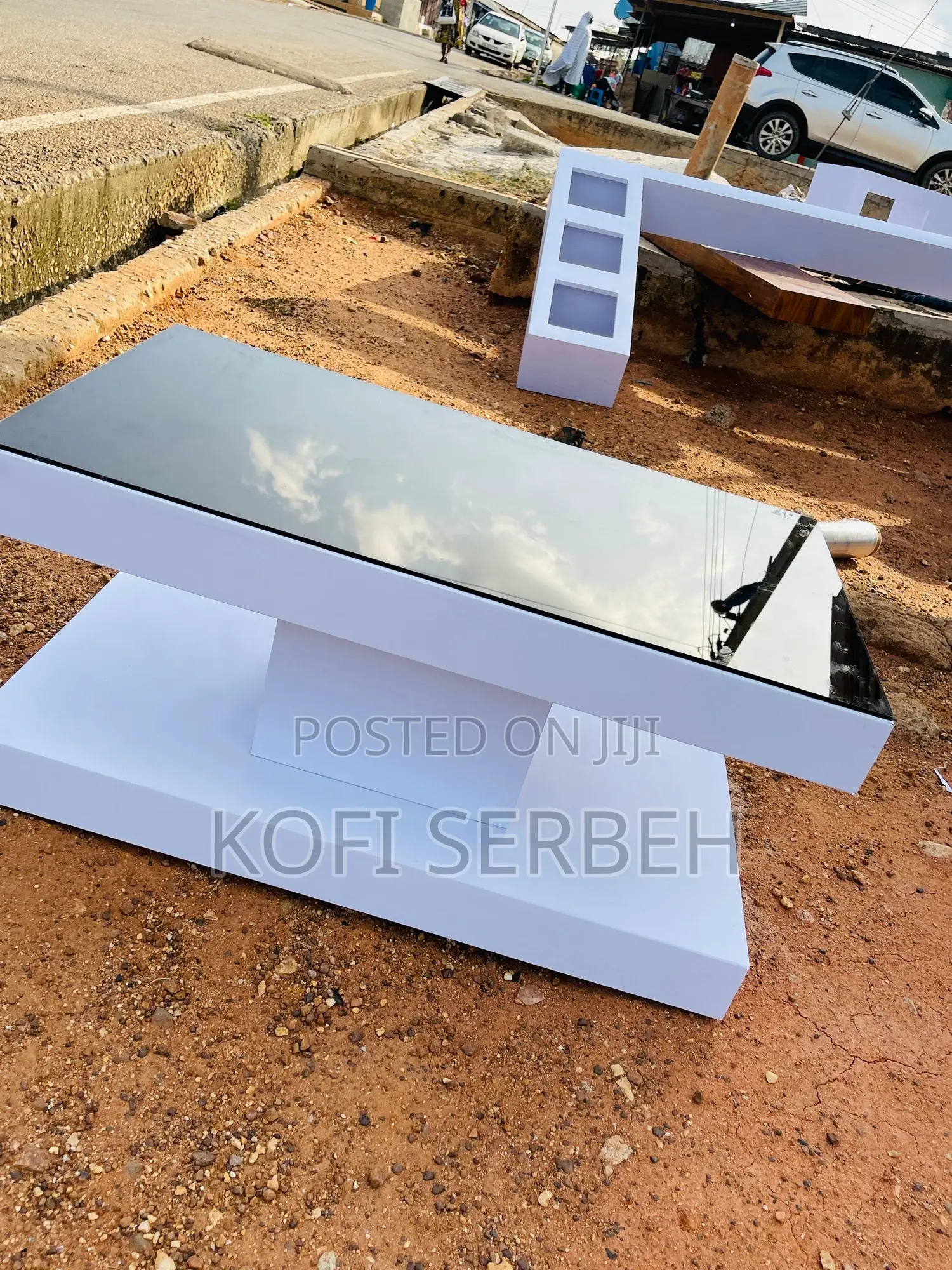 Original Wooden Center Table With Glass Top