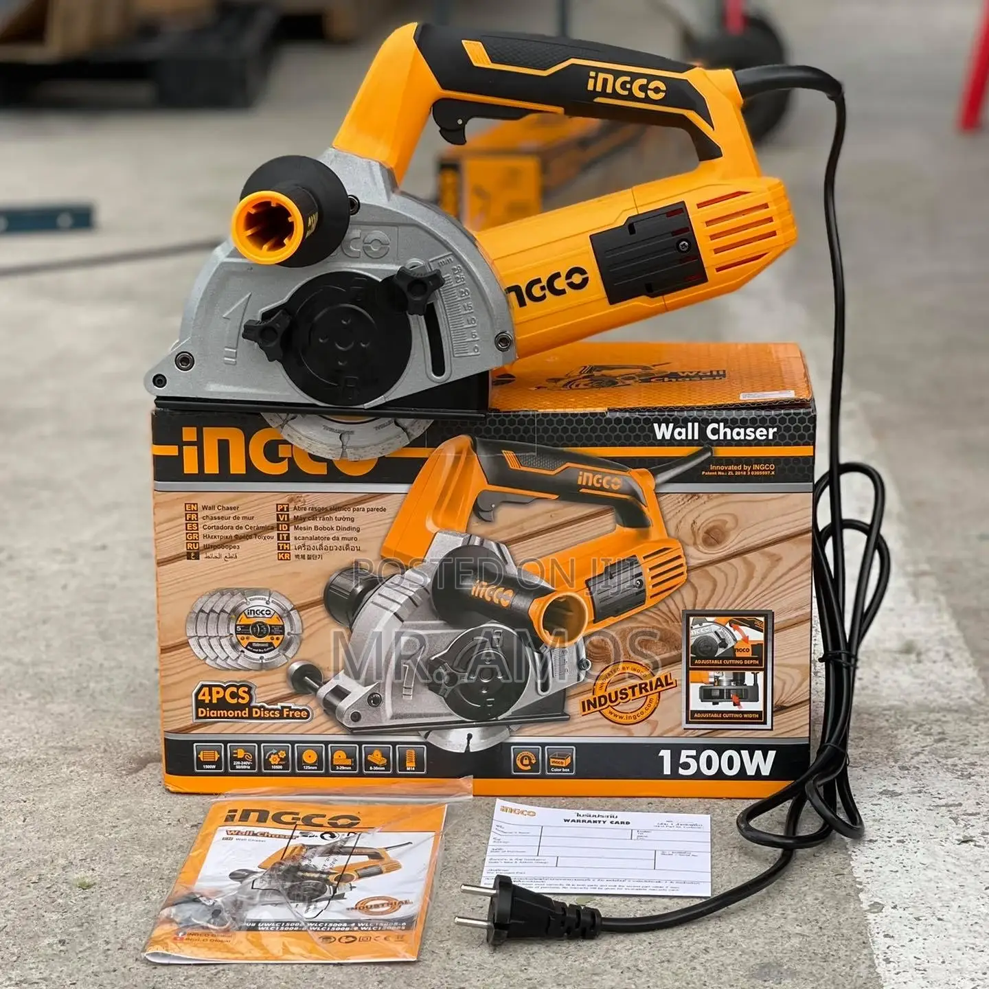 1500w Industrial Wall Chaser + 4pcs Cutting Disc Included - Wlc15008