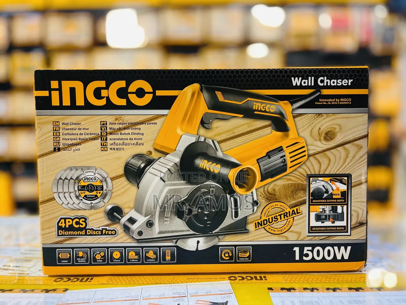 1500w Industrial Wall Chaser + 4pcs Cutting Disc Included - Wlc15008
