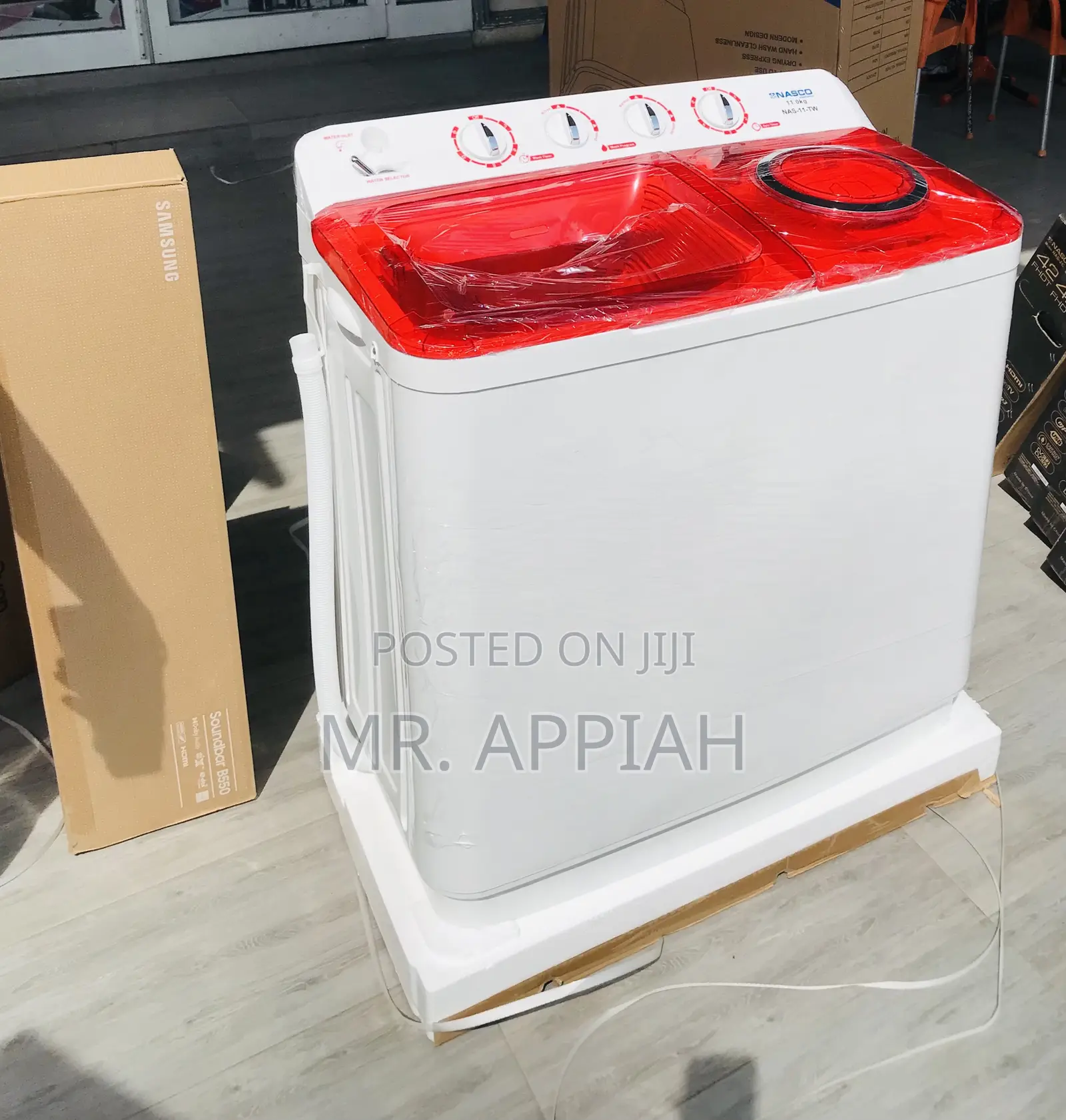 Semi-Automatic Nasco11kg Topload Washing Machine(White/Red)