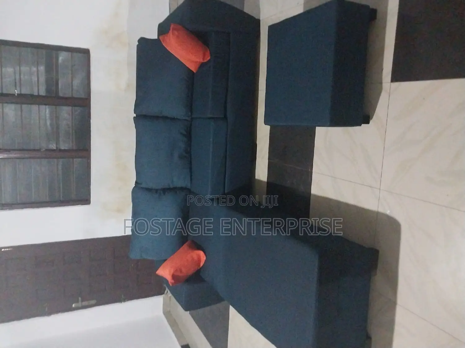Blue Black Durable L Shape Stylish Sofa