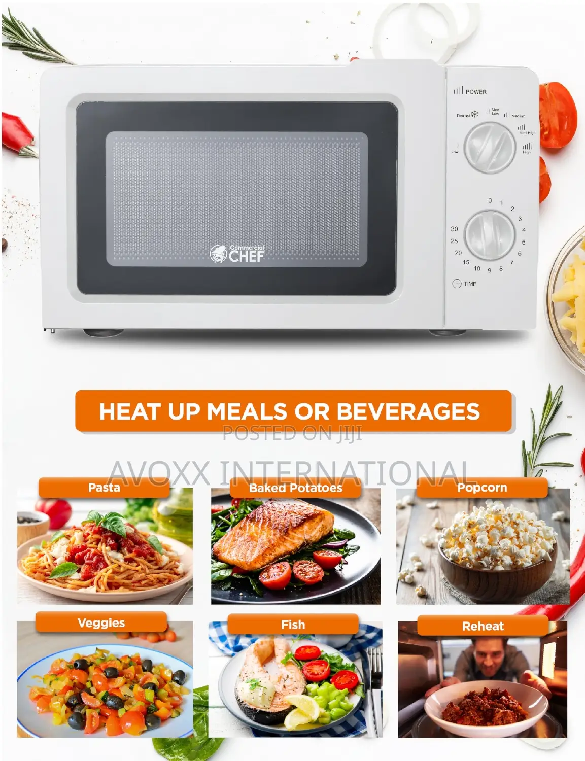 COMMERCIAL CHEF 0.6 Cubic Foot Microwave With 6 Power Levels