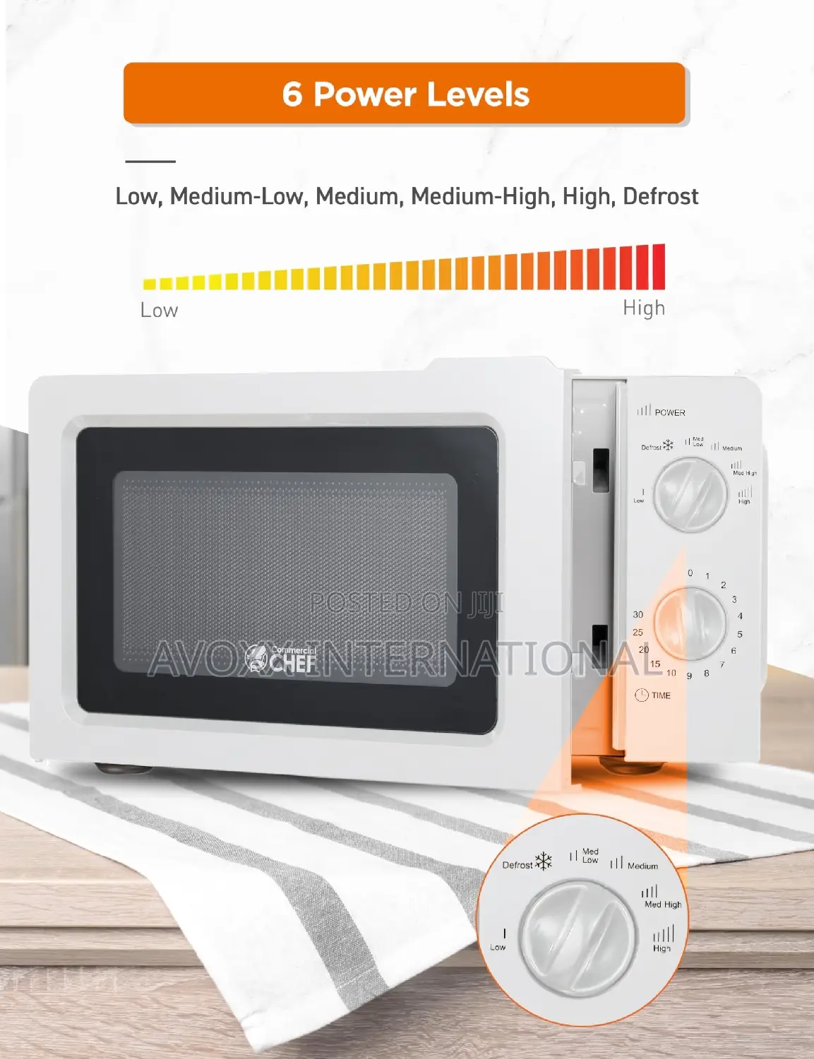 COMMERCIAL CHEF 0.6 Cubic Foot Microwave With 6 Power Levels