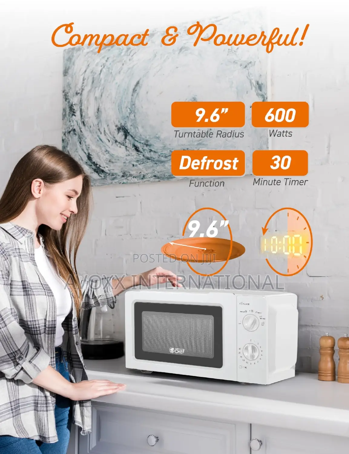 COMMERCIAL CHEF 0.6 Cubic Foot Microwave With 6 Power Levels