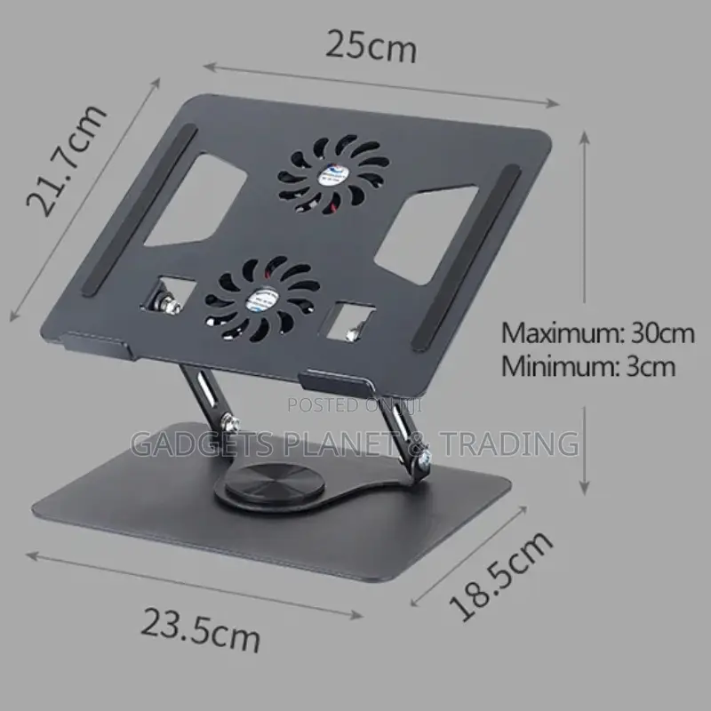 Rotating Aluminum Laptop Stand YL-906 2 Cooling Fans 15.6'inchs
