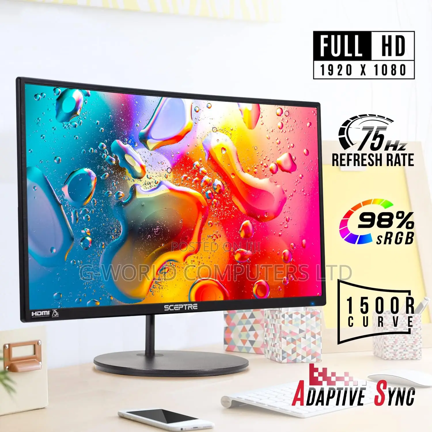 Sceptre 24" FHD Curved Monitor.(Usa)