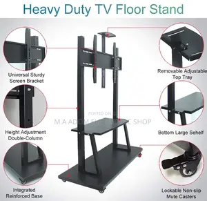 Heavy Duty Mobile Tv Trolley for 60”Tv to 100” TVS
