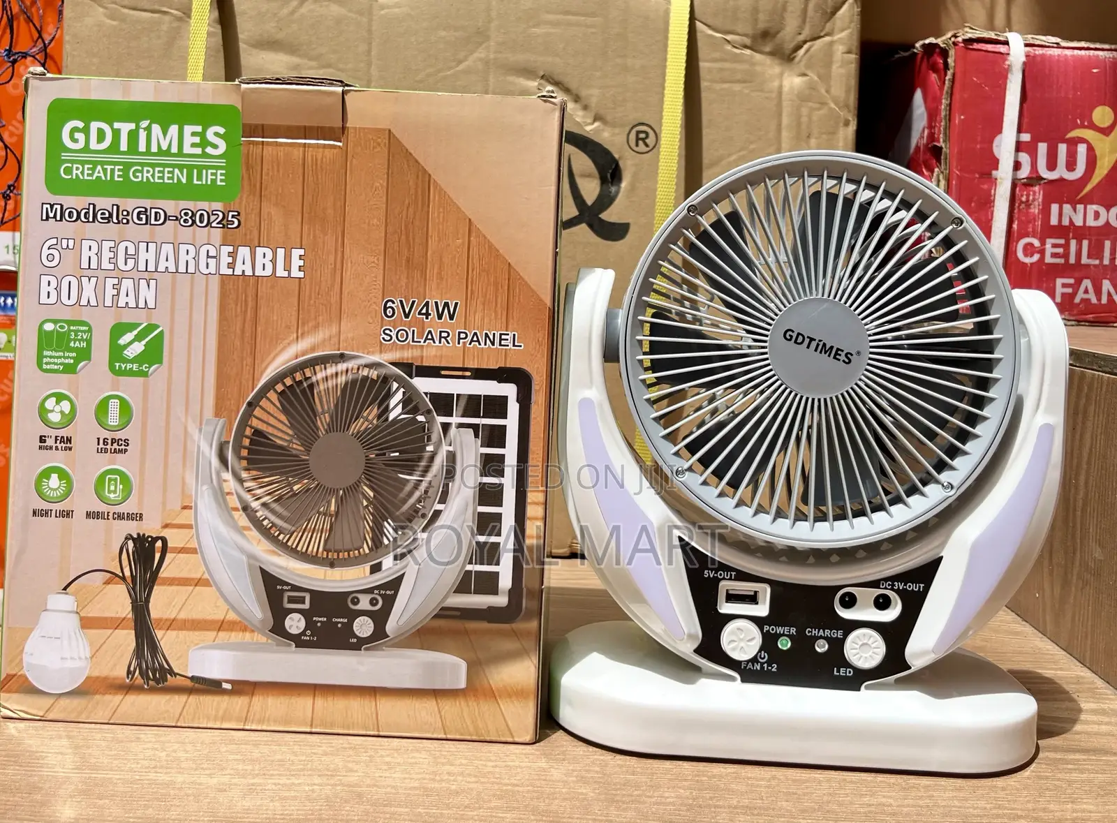 Rechargeable Solar Desktop Fan