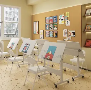 Adjustable Drawing Study Table and Chair With Wheels