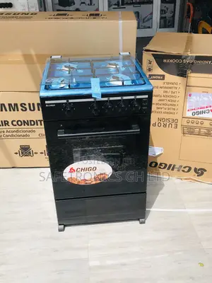 Glass Lid Oven With Grill Black 4 Gas Cooker Chigo
