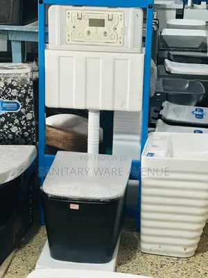 Black Toilet - Wall Hung Water Closet - Square WC