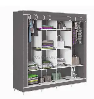 Portable, Foldable Wardrobe 4 In 1 Gray