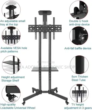 Mobile Tv Stand With Wheels 32”-70”