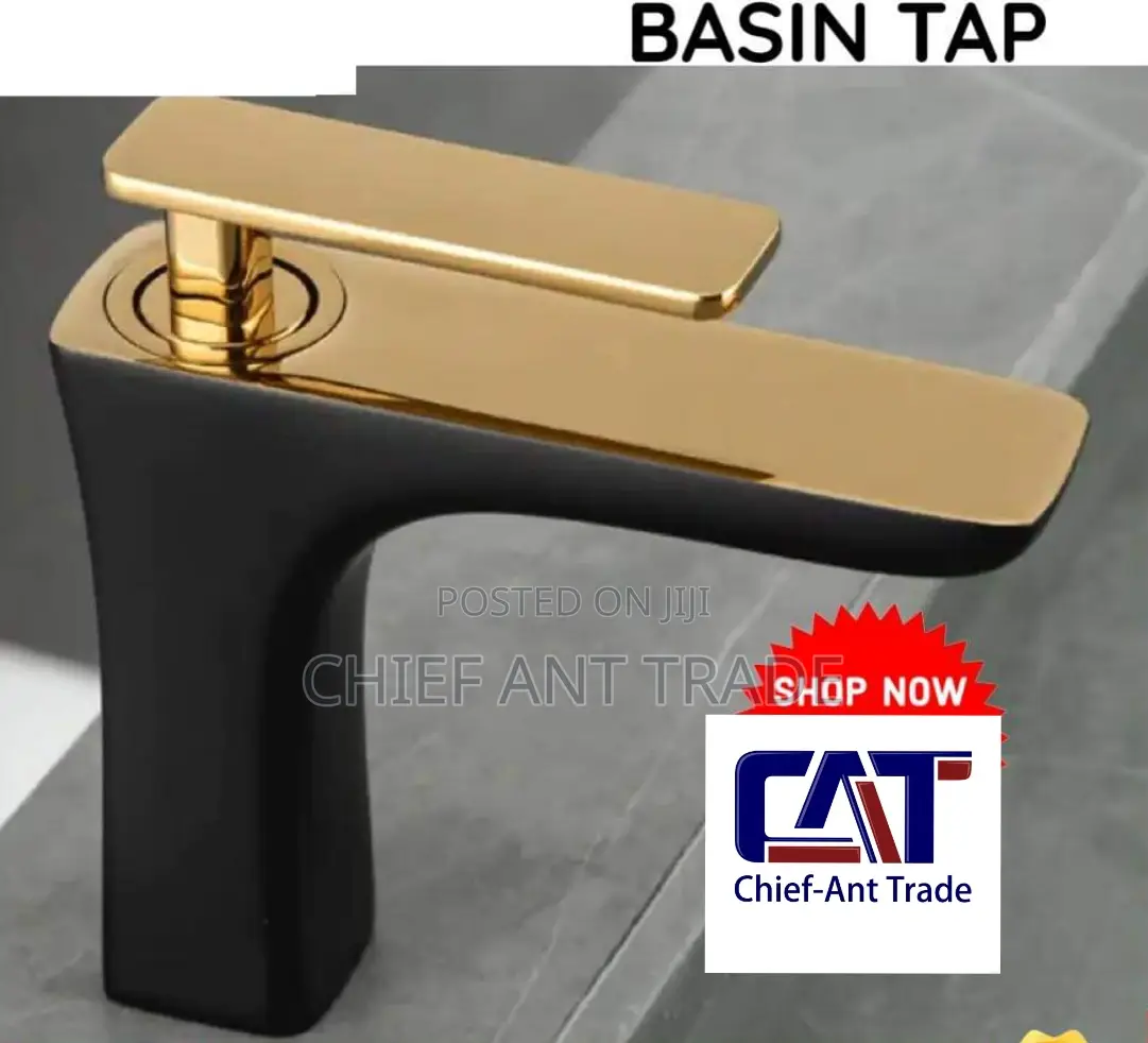 Black and Gold Basin Tap / Faucet. Hot Cold