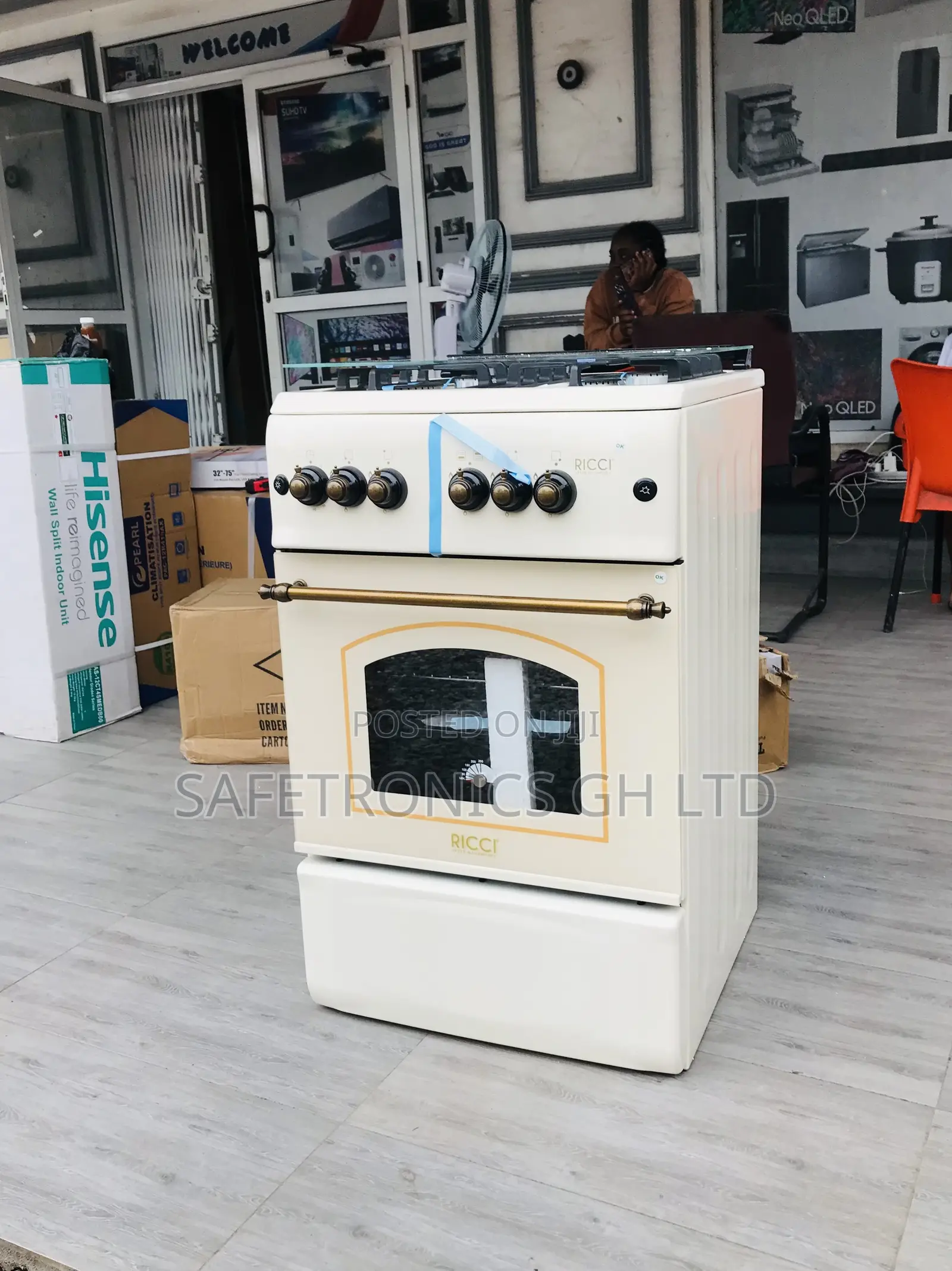 Ricci 50x50 Oven With Grill 4 Gas Cooker Glass Lid 