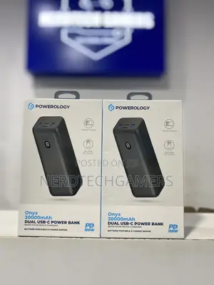 Powerology Onyx 30000mah Dual USB-C Power Bank