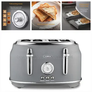 Tower Renaissance 4 Slice Bread Toaster, Grey