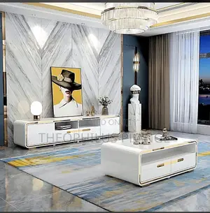 Modern Cream Tv Stand and Center of Table Set
