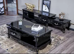 Black Glass Tv Stand and Center Table Set