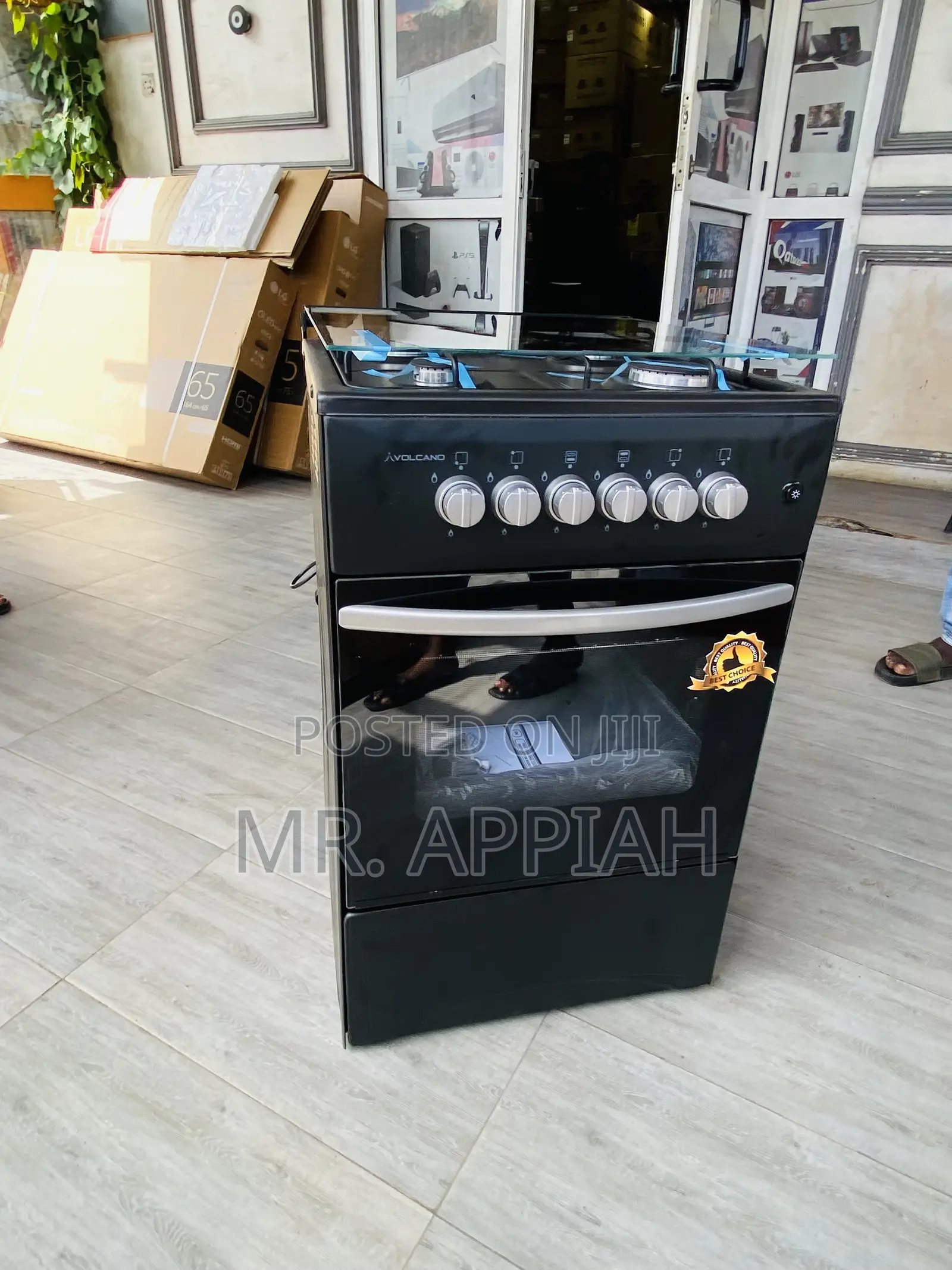 Lovely Designed Volcano 4 Gas Burner With Oven(Black).