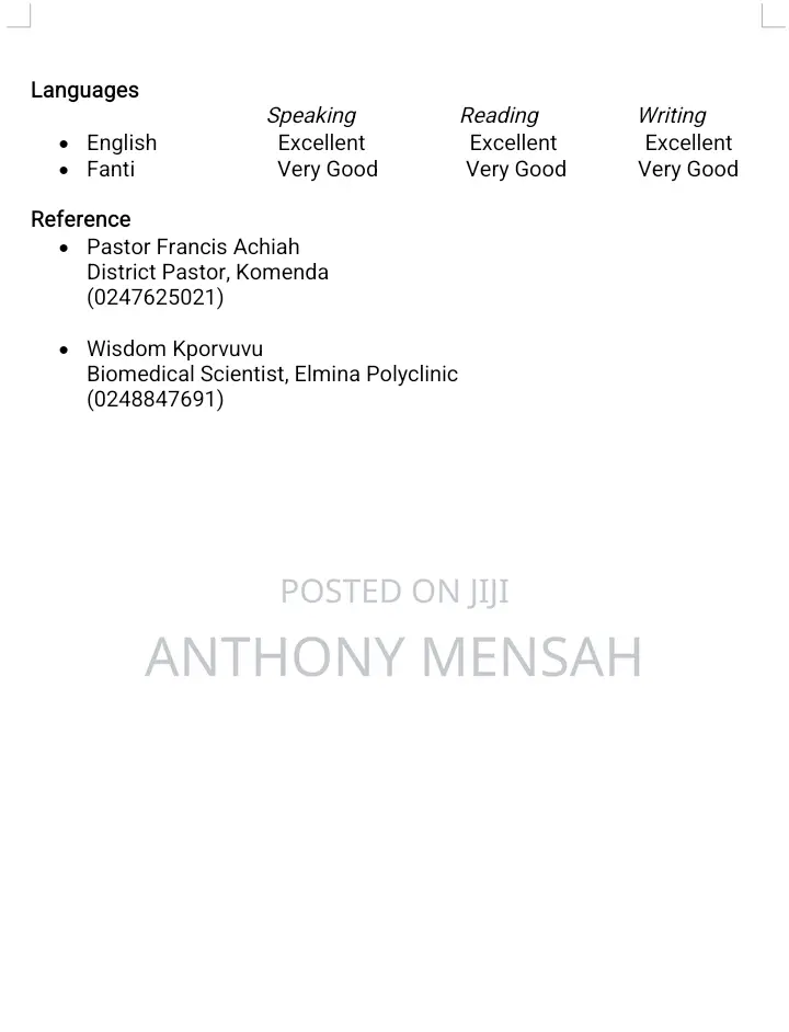Manufacturing CV