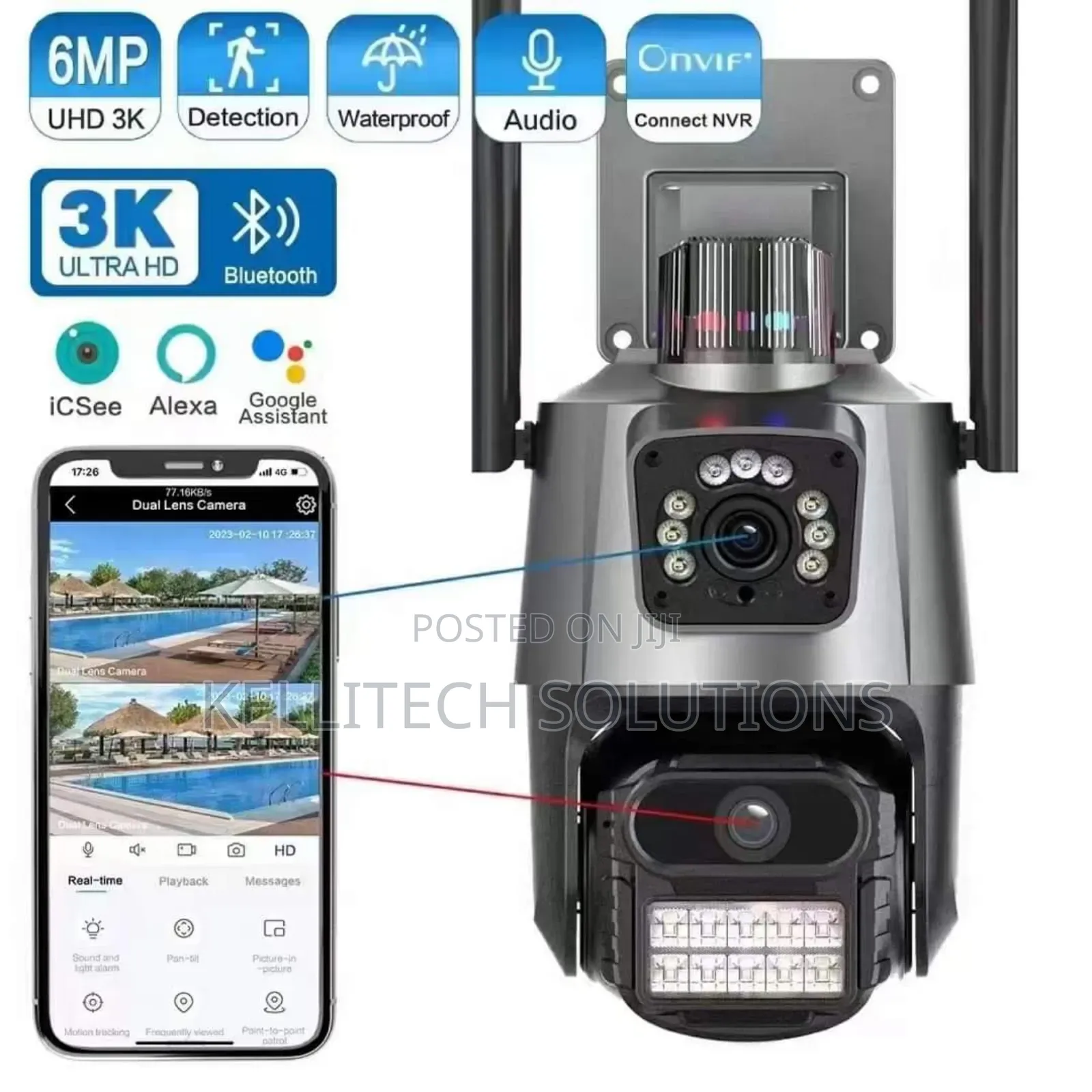 Dual Lens Smart Alarm PTZ Camera, 6MP, 2in1