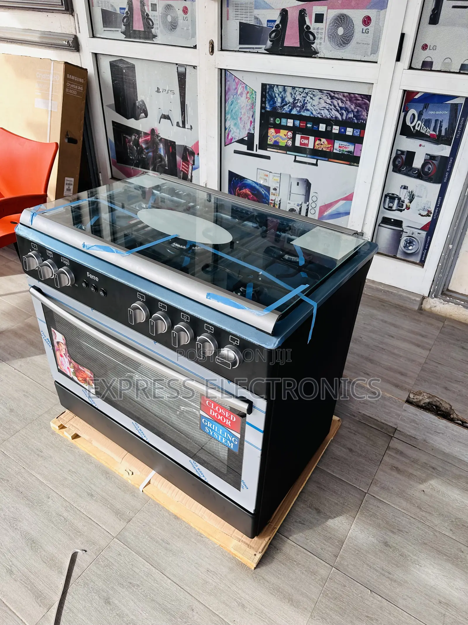 5burner Black Furnace Freestanding Gas Cooker Oven 60/90