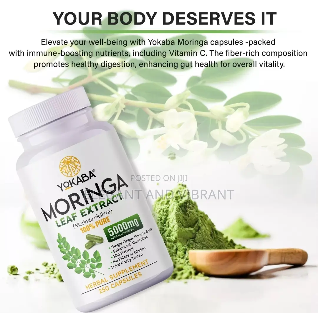 250 Cap Moringa Oleifera Leaf Powder 5000mg-Organic Extract