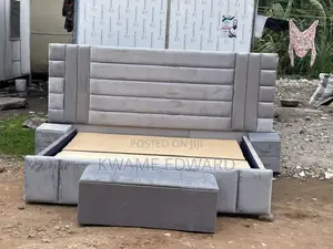 King Size Bed Frame With Two Sides Drawer and Ottoman