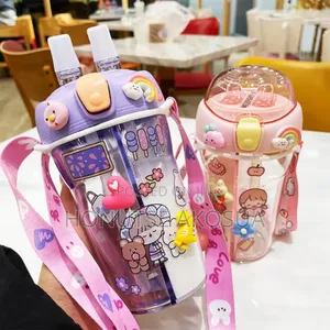 Double Straw Water Bottle for Kids