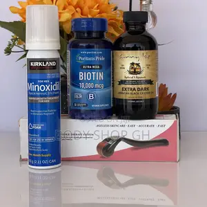 Kirkland Minoxidil Foam + Biotin + Derma Roller + Castor Oil