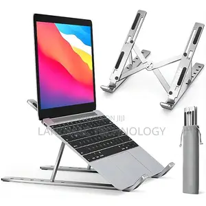 Metal Foldable Adjustable Stand Holder For Laptop Silver