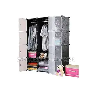 12 Cubes Plastic Wardrobe - Black/White