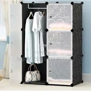 6 Cubes Plastic Wardrobe - Black/White