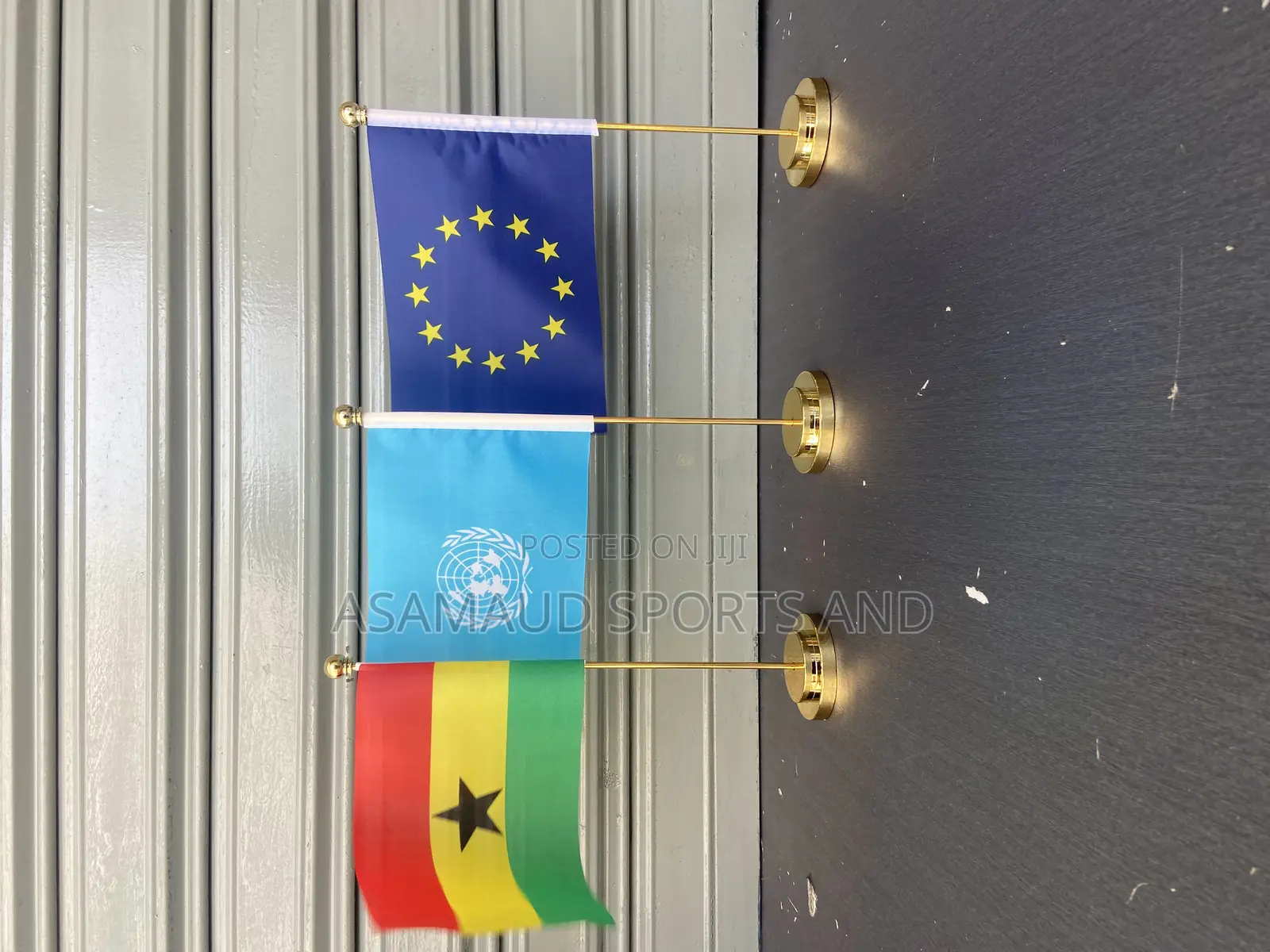 Original Office Desk Top Gold Flag Stand Available