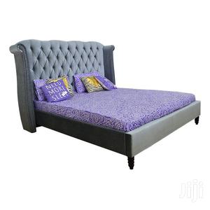 Upholstered Panel King Size Bed Suede