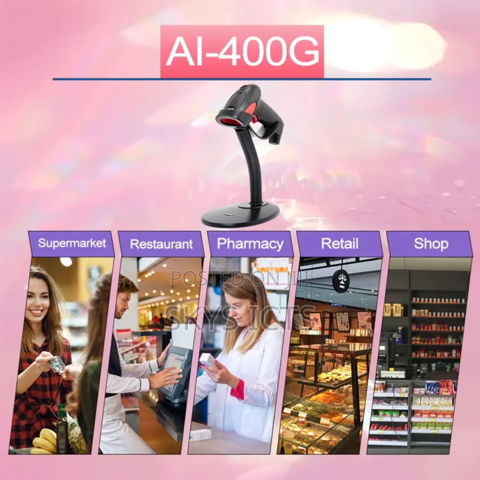 Skysma 400g Automatic Barcode Scanner With Stand