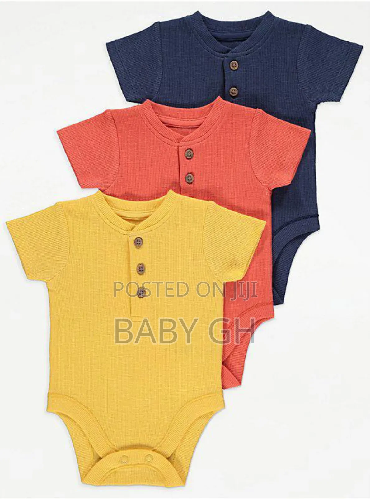Ribbed Button Bodysuits 3 Pack