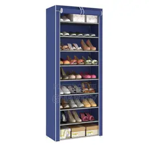Foldable Shoe Racks 10 Layers Blue